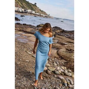 Free People Beach Promenade Midi Dress in Crescent Sea Size Small